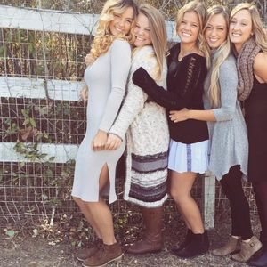 Tan mid length tight dress